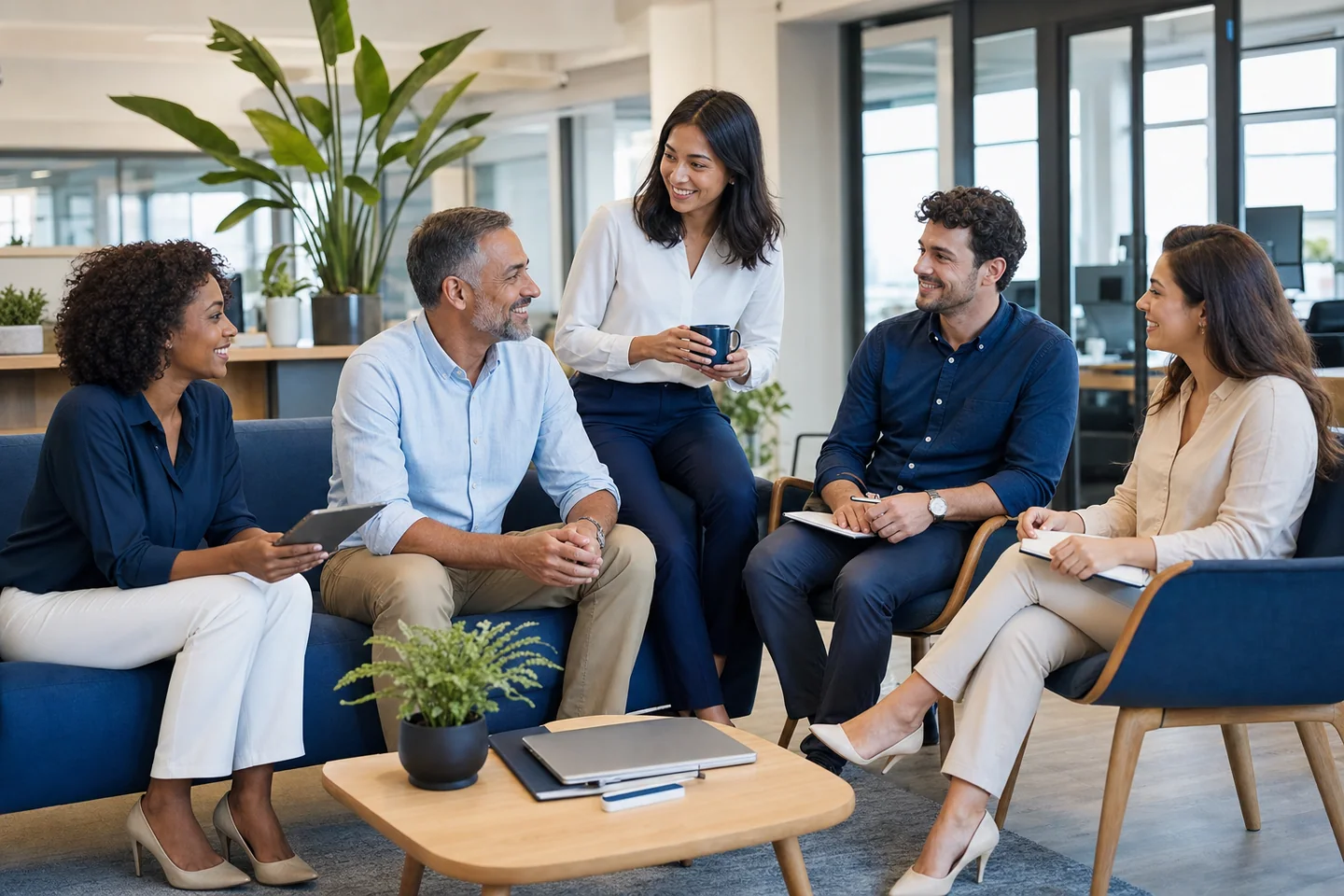 Equipe diversa reunida em um ambiente de trabalho